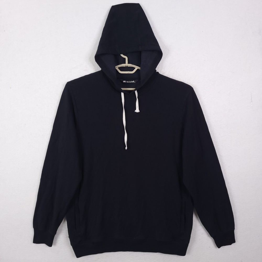 Travis Mathew Hoodie Mens XL Navy Blue Modal Blend Stretch Pullover Golf Soft